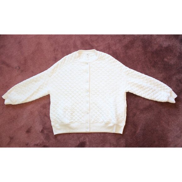 Aerie Quilted Cardi Bomber Jacket Size M/oversize Long Sleeves Snap Buttons - Picture 6 of 11